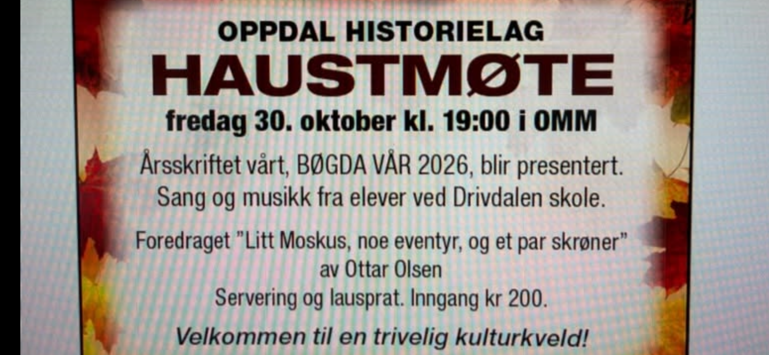 Artikkelbilde til artikkelen Høstmøte  - fredag 30 oktober